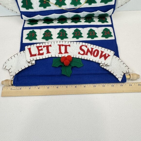 Vintage Snowman Let It Snow Advent Calendar Wall Hanging Christmas Felt Plush - Picture 10 of 11